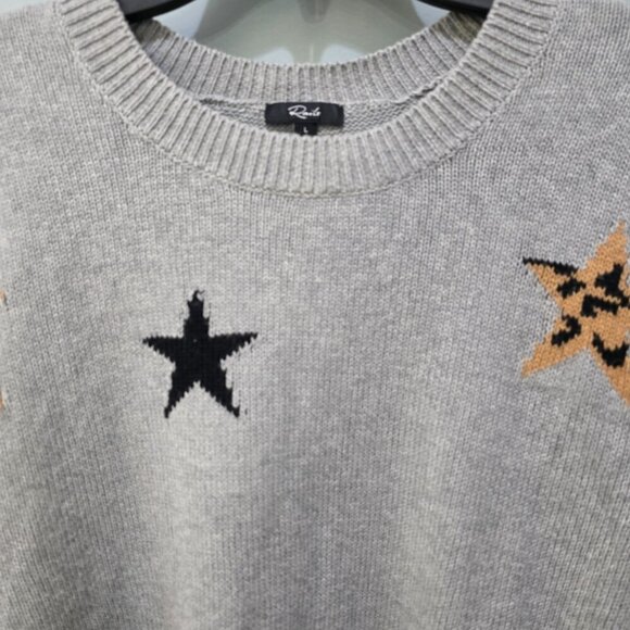 Rails Womens Crewneck Star Print Sweater Gray Size L Soft Knit Lightweight - Picture 2 of 10